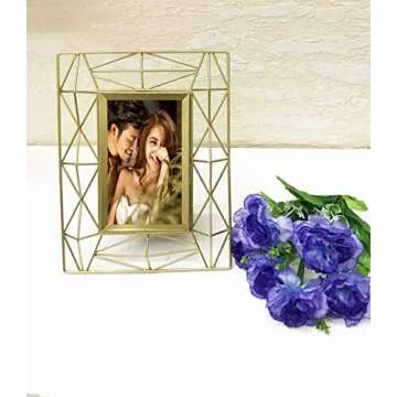 YIFONTIN Picture Frame 4x6 Stand Photo Display Frame Iron Metal for Desk or Dresser, Gold.