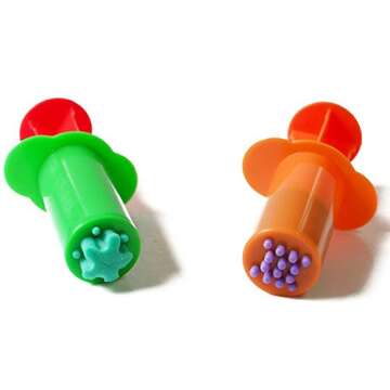 Carykon Dough Extruders Set Assorted Designs, Set of 10, 5 Patterns - Random Colors