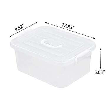 Sandmovie 8 Quart Clear Plastic Storage Boxes with Lids and Handles, 2 Packs