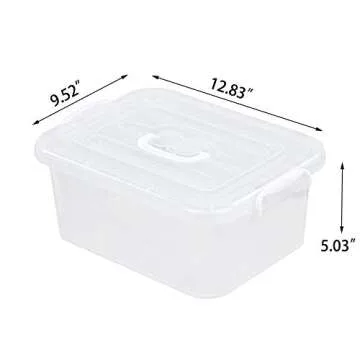 Sandmovie 8 Quart Clear Plastic Storage Boxes with Lids and Handles, 2 Packs