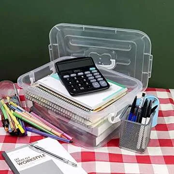 Sandmovie 8 Quart Clear Plastic Storage Boxes with Lids and Handles, 2 Packs