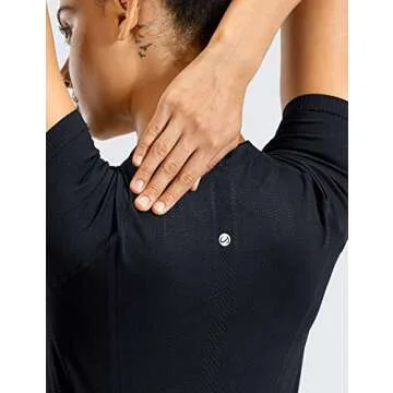 CRZ YOGA Seamless Workout Shirts for Women Short Sleeve Sports Tees Quick Dry Breathable Gym Athletic Tops Black X-Small