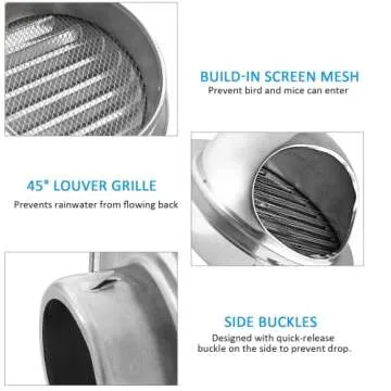 Kyuionty 3 Inch Louver Grille Cover Soffit Air Vent, Stainless Steel Round Air Vent with Gloves for Home Bathroom Office (Half Spherical Type)