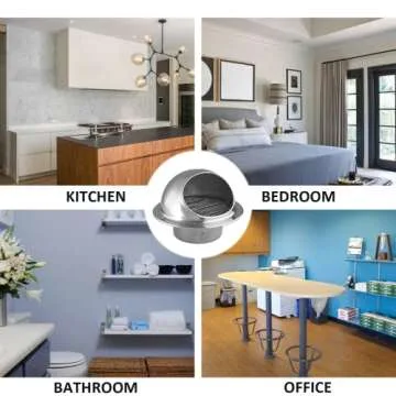 Kyuionty 3 Inch Louver Grille Cover Soffit Air Vent, Stainless Steel Round Air Vent with Gloves for Home Bathroom Office (Half Spherical Type)