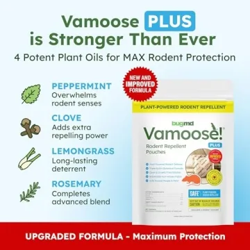 BugMD Vamoose Plus Peppermint Oil Mouse Repellent Pouches - Plant-Powered Rodent Control - 2 Pack - ...