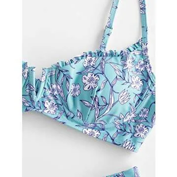 ZAFUL Women's Underwire Floral High Cut Bikini Set