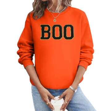Cute BOO Graphic Shirt for Halloween Fun and Comfort
