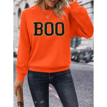 Cute BOO Graphic Shirt for Halloween Fun and Comfort