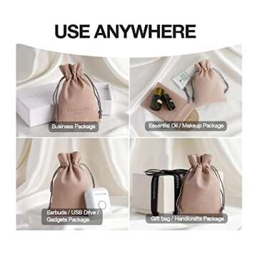 PandaSew Jewelry Drawstring Bag, 20pcs 13x8cm Luxury Microfiber Jewelry Pouch Necklace Bracelet Earrings Rings Package,Dusty Pink