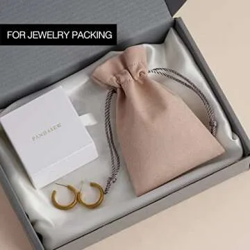 PandaSew Jewelry Drawstring Bag, 20pcs 13x8cm Luxury Microfiber Jewelry Pouch Necklace Bracelet Earrings Rings Package,Dusty Pink