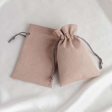 PandaSew Jewelry Drawstring Bag, 20pcs 13x8cm Luxury Microfiber Jewelry Pouch Necklace Bracelet Earrings Rings Package,Dusty Pink