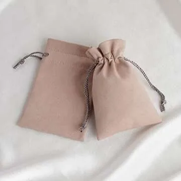 PandaSew Jewelry Drawstring Bag, 20pcs 13x8cm Luxury Microfiber Jewelry Pouch Necklace Bracelet Earrings Rings Package,Dusty Pink