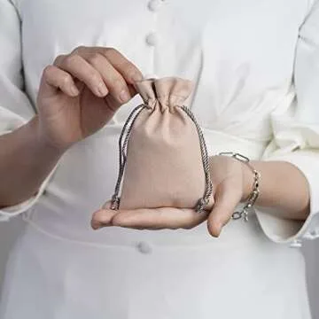 PandaSew Jewelry Drawstring Bag, 20pcs 13x8cm Luxury Microfiber Jewelry Pouch Necklace Bracelet Earrings Rings Package,Dusty Pink