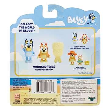 Bluey Beach Mermaid Tails 2-Packs - Fun Character Figures