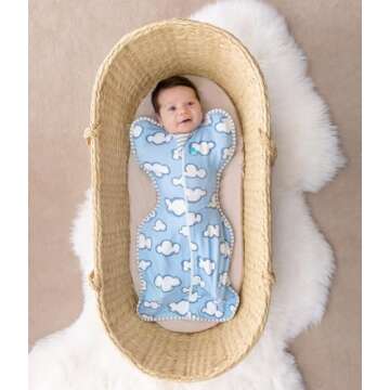 Love to Dream Swaddle UP, Baby Sleep Sack, Self-Soothing Swaddles for Newborns, Improves Sleep, Snug Fit Helps Calm Startle Reflex, New Born Essentials for Baby, 1.0 TOG, 5-8.5 lbs, Daydream Blue
