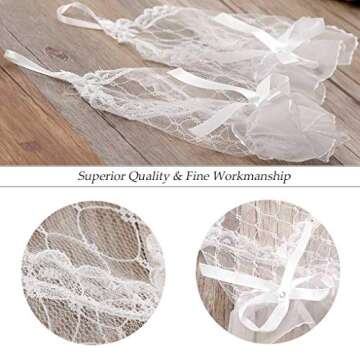 Olbye Womens' Wedding Gloves Fingerless Rhinestone Lace Gloves for Brides Lace Bow Wrist Gloves White (White)