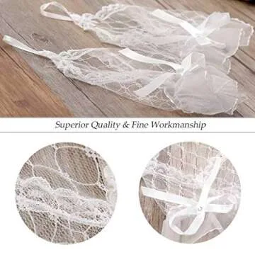 Olbye Womens' Wedding Gloves Fingerless Rhinestone Lace Gloves for Brides Lace Bow Wrist Gloves White (White)