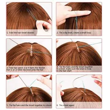 AMchoice Hair Tinsel Kit with Tools 16 Colors 3500 Strands Fairy Hair Tinsel Heat Resistant Sparkling Shiny Tinsel Hair Extensions 48 Inch Colorful Hair Tinsel strands Kit