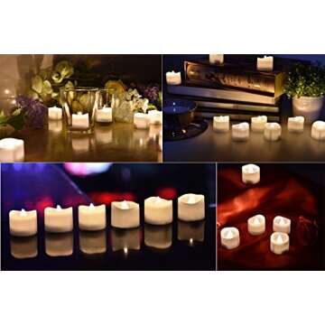 eLander LED Tea Lights Flameless Candle with Timer, 6 Hours on and 18 Hours Off, 1.4 x 1.3 Inch, Warm White, [12 Pack]