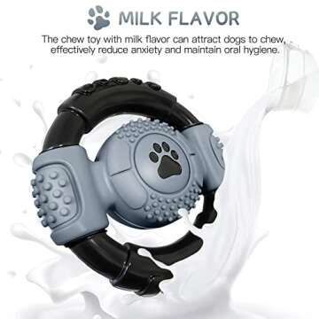 Dog Toys for Aggressive Chewers, Squeaky Dog Toys for Large Dogs, Interactive Dog Toys, Tough Dog Chew Toys for Small Medium Large Dogs, Milk Flavor