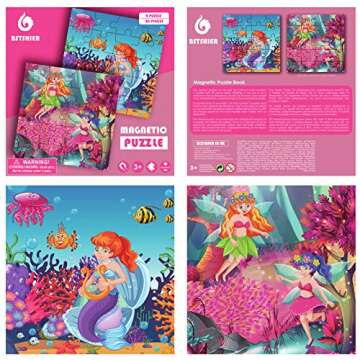 Travofun Magnetic Puzzles for Kids Ages 3-5,20 Piece Jigsaw Mermaid Puzzles for Toddlers 2-4,Childre...