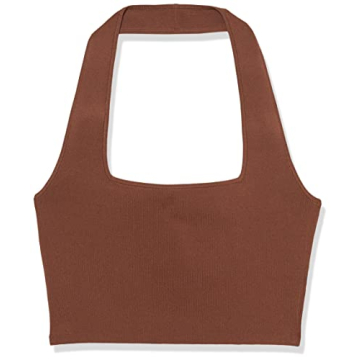 Greta Fitted Square Neck Halter Sweater Bralette Chocolate S