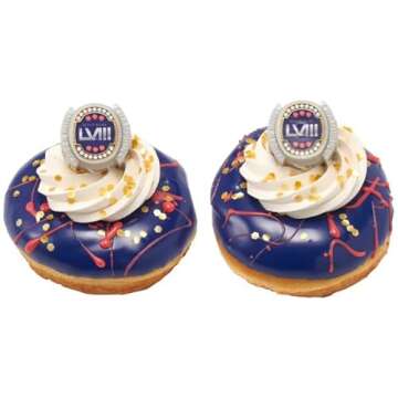 24 Superbowl Super Bowl LV Football Cupcake Rings Topper Decorations