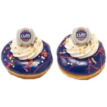 24 Superbowl Super Bowl LV Football Cupcake Rings Topper Decorations