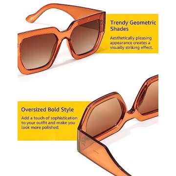 FIMILU Women's Oversized Square Sunglasses with UV400 Protection