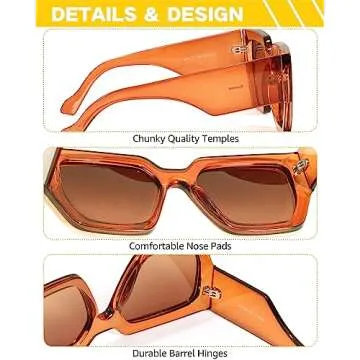 FIMILU Women's Oversized Square Sunglasses with UV400 Protection