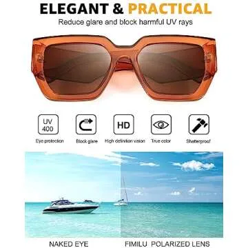 FIMILU Women's Oversized Square Sunglasses with UV400 Protection