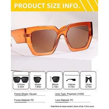 FIMILU Women's Oversized Square Sunglasses with UV400 Protection