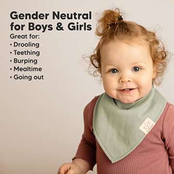 8-Pack Organic Baby Bandana Bibs for Girls - Super Absorbent Triangle Baby Bibs for Drooling and Teething Infant, 100% Cotton Extra Soft for Newborn, Infant 0-36 Months (Basics)