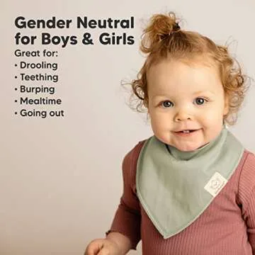 8-Pack Organic Baby Bandana Bibs for Girls - Super Absorbent Triangle Baby Bibs for Drooling and Teething Infant, 100% Cotton Extra Soft for Newborn, Infant 0-36 Months (Basics)