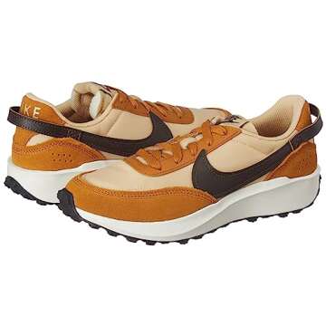 Nike Womens WMNS Waffle Debut Running Shoe, SESAME/BAROQUE BROWN-DESERT OCHRE-BLACK, 6 UK (8.5 US)