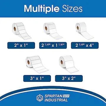 Spartan Industrial - 2.25" X 1.25” Direct Thermal Labels, Perforated Barcode Address Labels, Compatible with Rollo & Zebra Desktop Printers - 10 Rolls, 1000/Roll