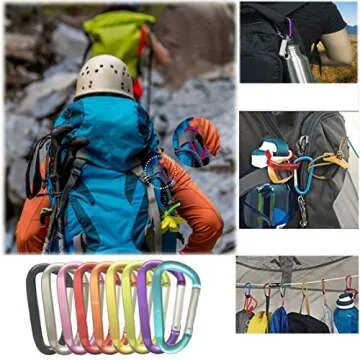 Large Carabiners Keychain 3" Aluminum D Shape Premium Durable D-Ring Carabiner Clip Hook Camping Accessories Snap Link Key Chain Durable Improved Design (2pcs pink)