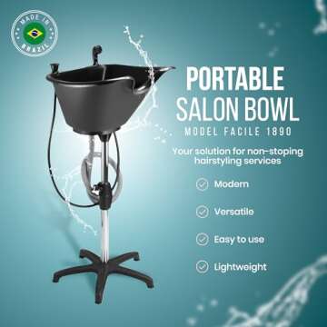 Dompel Wash Unit with Headrest and Set of 4 Hair Brushes | Handicap & Disabled, Seniors | Hairstylis...