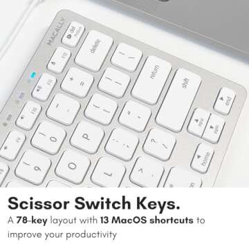 Macally Small Wired Keyboard for Mac and Windows - 78 Scissor Switch Keys Compatible Apple Keyboard - USB Mini Keyboard That Saves Space and Looks Great - Plug and Play Wired Mac Keyboard - Aluminum