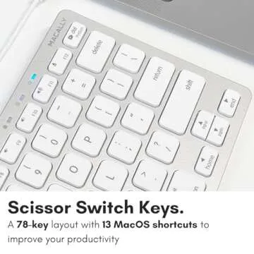 Macally Small Wired Keyboard for Mac and Windows - 78 Scissor Switch Keys Compatible Apple Keyboard - USB Mini Keyboard That Saves Space and Looks Great - Plug and Play Wired Mac Keyboard - Aluminum
