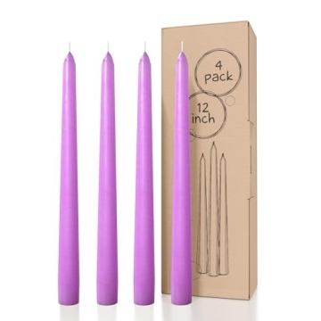 CANDWAX 12 inch Taper Candles Set of 4 - Dripless and Smokeless Candle Unscented - Slow Burning Cand...