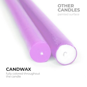 CANDWAX 12'' Lavender Taper Candles - Dripless & Slow Burning