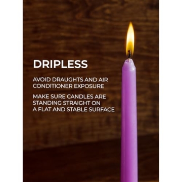 CANDWAX 12'' Lavender Taper Candles - Dripless & Slow Burning