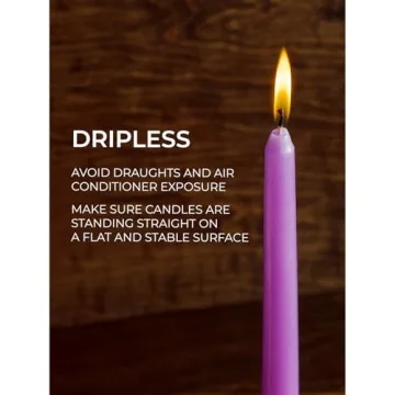 CANDWAX 12'' Lavender Taper Candles - Dripless & Slow Burning