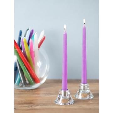 CANDWAX 12'' Lavender Taper Candles - Dripless & Slow Burning