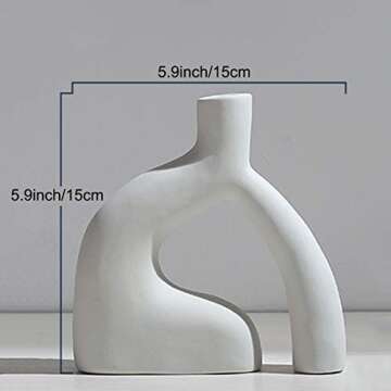 Czsycdsf White Ceramic Vase, Nordic Style Modern Minimalist Pottery Vase Rustic Home Decor Table Cen...