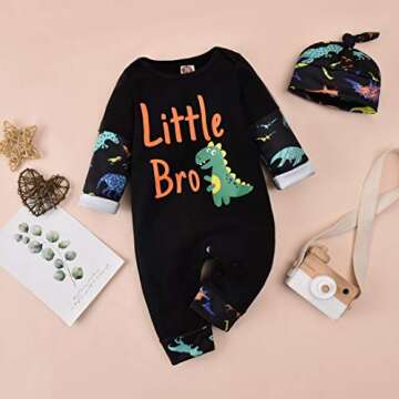 Aalizzwell Infant Baby Romper Toddler Pants Set Brother Matching Outfits Boys Clothes (Dinosaur-Romp...