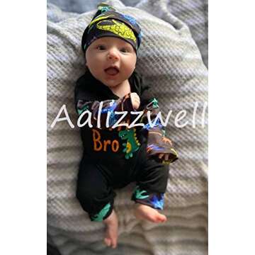 Aalizzwell Infant Baby Romper Toddler Pants Set Brother Matching Outfits Boys Clothes (Dinosaur-Romper, 0-3 Months)