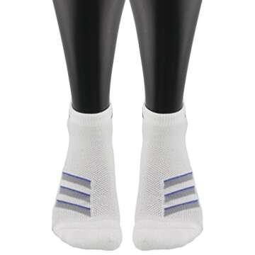 adidas Men's Superlite Stripe Low Cut Socks (3-Pair), White/Light Onix/Hi-Res Blue, Large