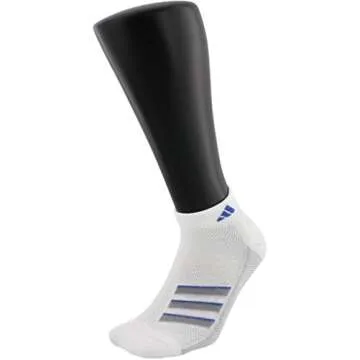 adidas Men's Superlite Stripe Low Cut Socks (3-Pair), White/Light Onix/Hi-Res Blue, Large